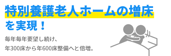 毎年毎年要望し続け、年300床から年600床整備へと倍増。